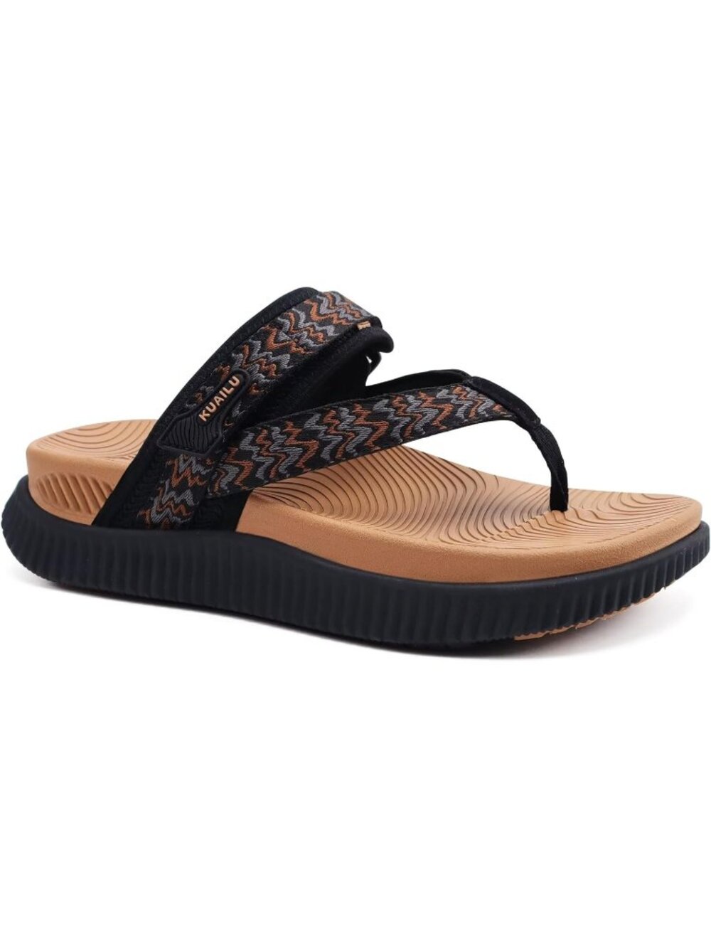 Women Black 1 Arch Support Flip Flops Sandals Thick Athletic Cushion Adjustable